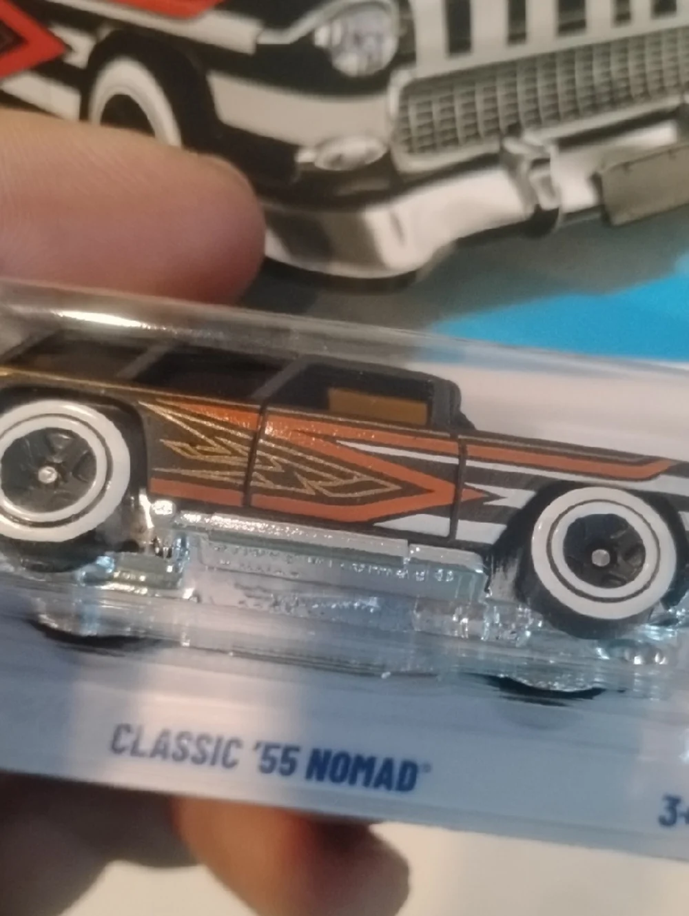 Mattel Hot Wheels Classic '55 Nomad Black with Orange & White Accents